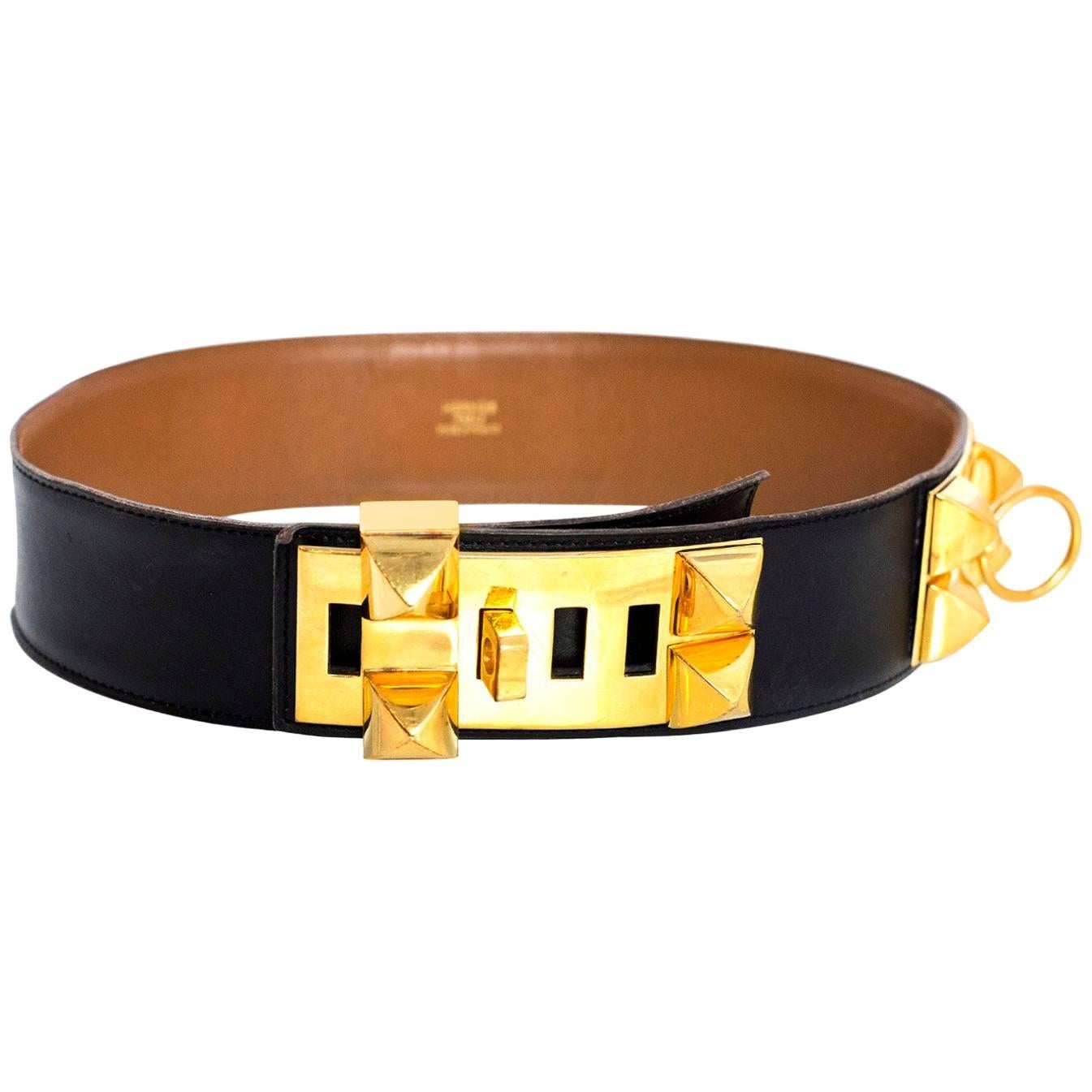 Hermes Black Vintage Collier de Chein CDC Belt Sz 65