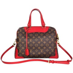 Louis Vuitton Monogram & Cerise Red Leather Retiro Bag w/ Strap