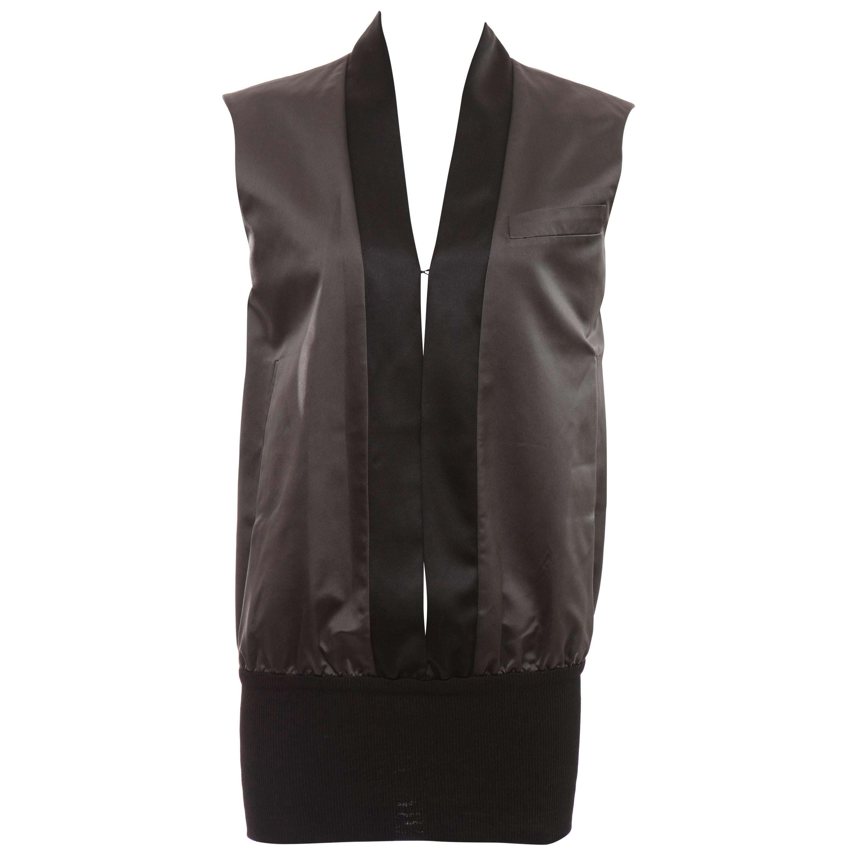 John Bartlett Charcoal Grey Duchess Silk Satin Vest, Autumn - Winter 1999 For Sale