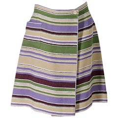 Multicolor Chanel Striped Wool-Blend Skirt