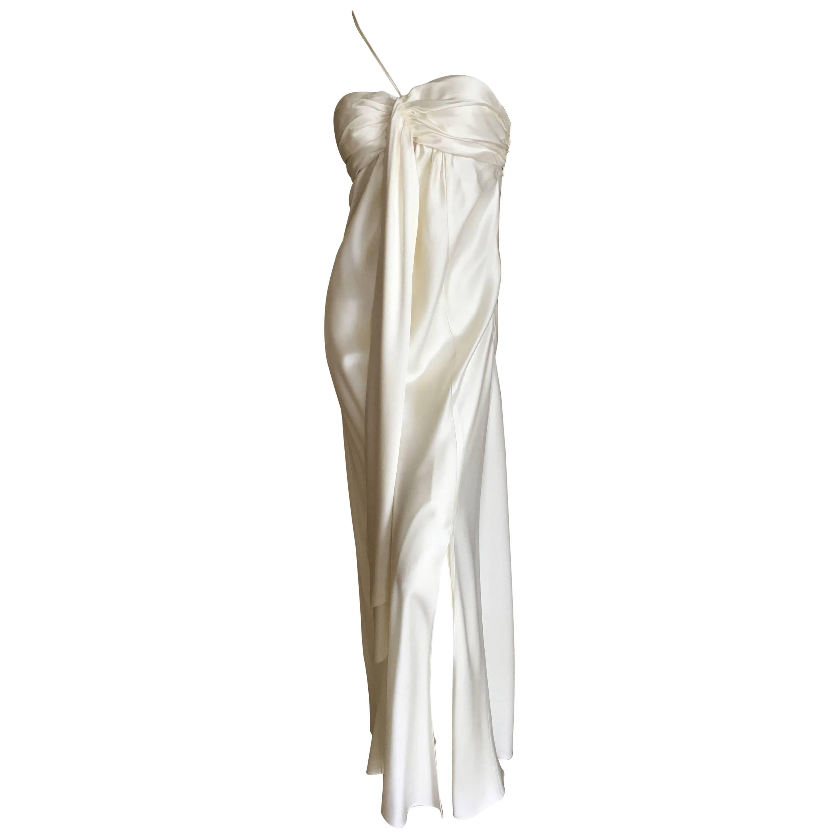 John Galliano 1990's Ivory Draped Goddess Gown