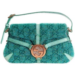 Gorgeous Gucci GG Monogram Crystals, Beaded Pearls & Lizard Skin Bag 7