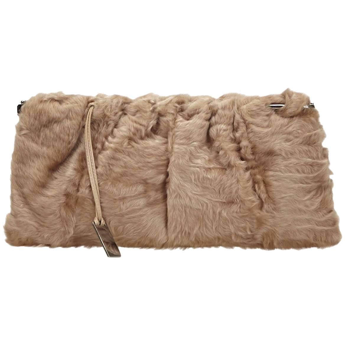 Rare Gucci by Tom Ford 1999 Nude Fur Clutch Bag Purse