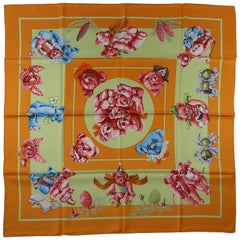 Hermès Paris Confidents des Coeurs 90 cm silk scarf Carré By Loic Dubigeon / NEW