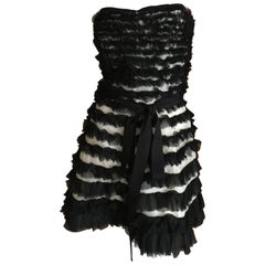 D&G Dolce & Gabbana Tiered Ruffle Strapless Cocktail Dress 3