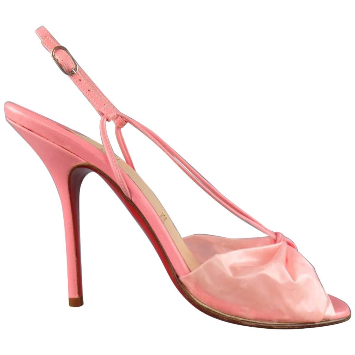 CHRISTIAN LOUBOUTIN Size 9 Pink Leather & PVC Bow BLADE RUNNER Sandals