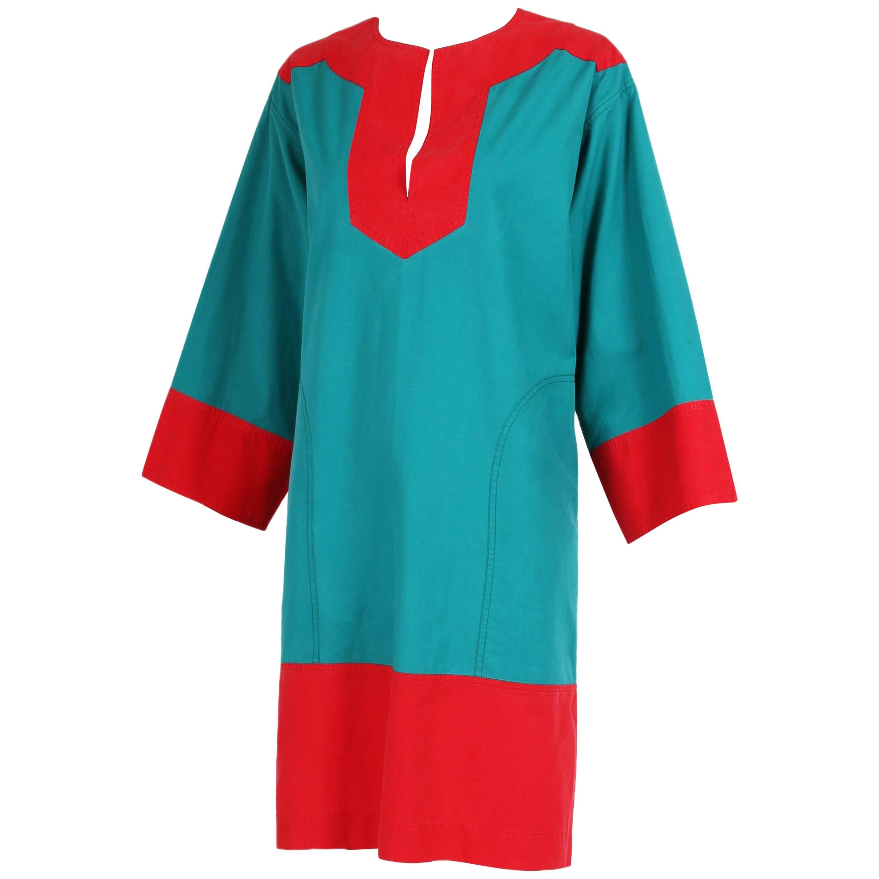 Vintage Yves Saint Laurent YSL Color Block Tunic Day Dress