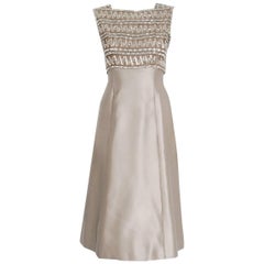 1967 Pierre Balmain Haute-Couture Beaded Lesage Satin Cocktail Dress Ensemble 9