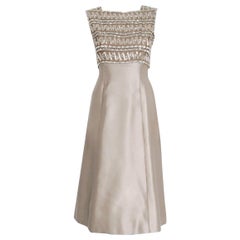 Vintage 1967 Pierre Balmain Haute Couture Beaded Lesage Satin Dress and Jacket