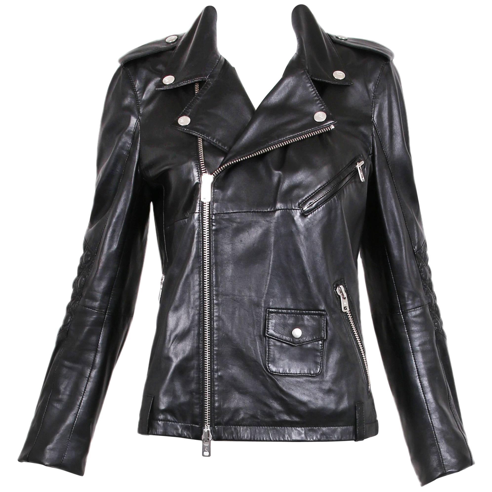 2011 Alexander McQueen McQ Black Leather Biker Motorcycle Jacket