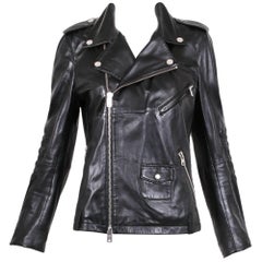 2011 Alexander McQueen McQ Black Leather Biker Motorcycle Jacket 12