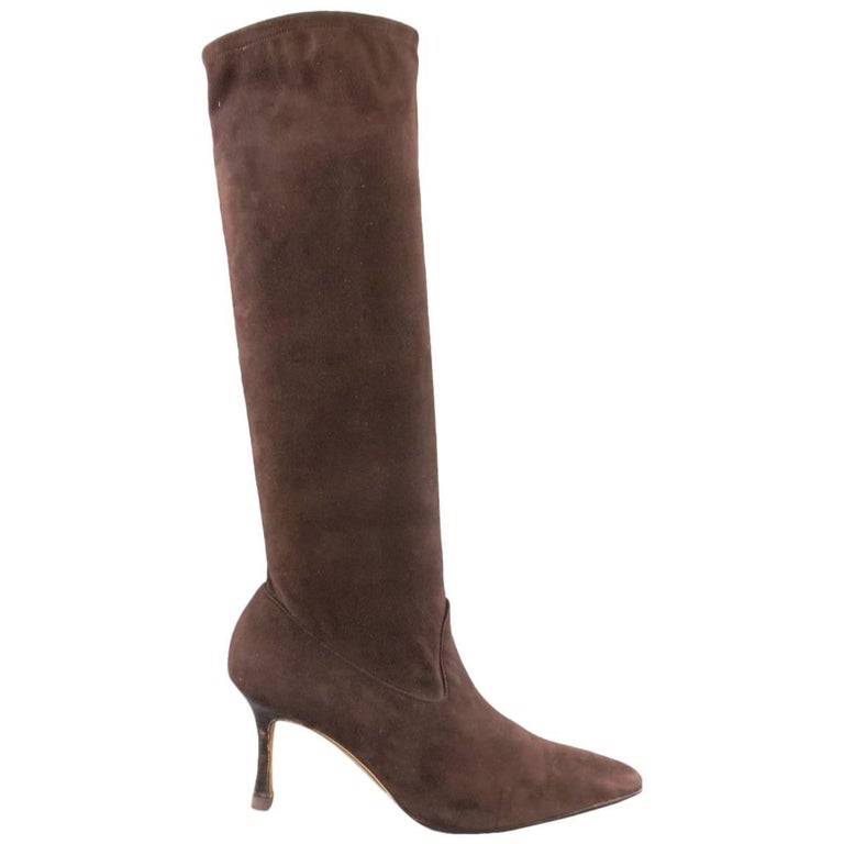 pointed toe brown suede boots