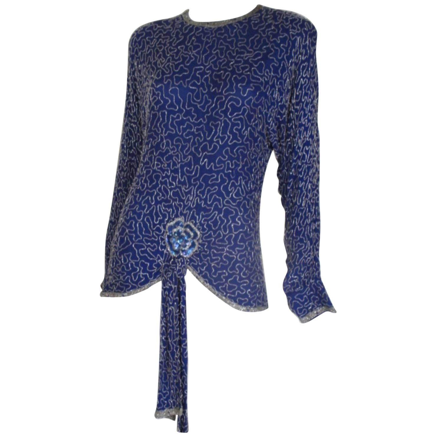 Fleurs de Paris Petite Royal Blue Sequin Top