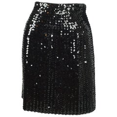 Todd Oldham 1990's Black Sequin Knit Skirt - Size Small