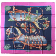 CLASSIQUE Hermès Harnais de Cour Twill Silk Scarf 90 X 90  / BRAND NEW 