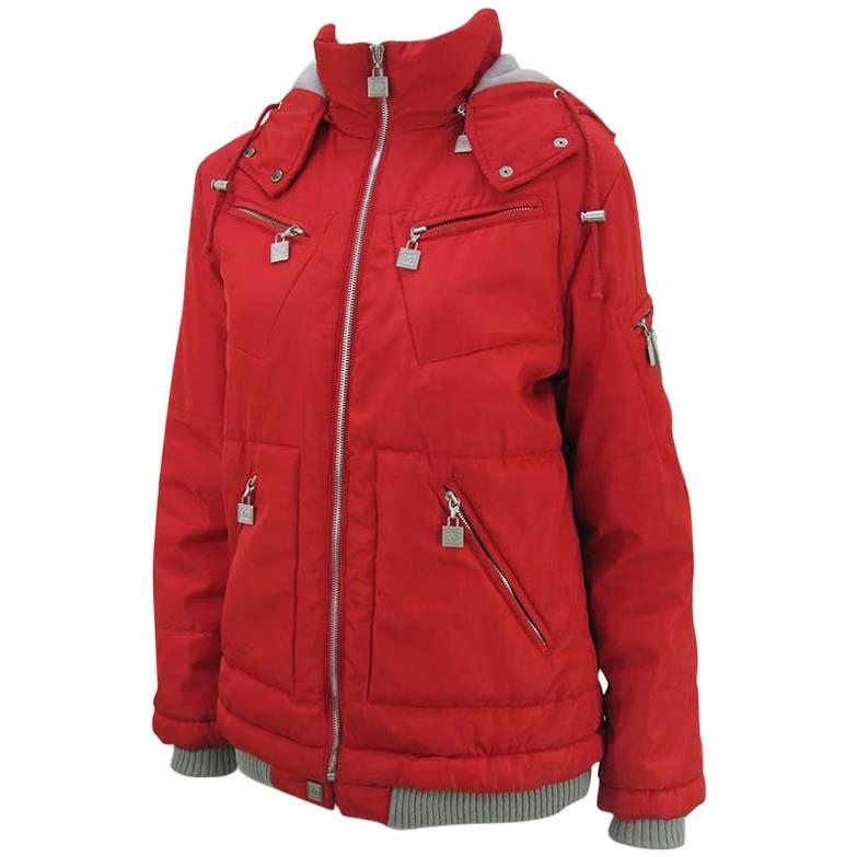 Chanel Red Puffer Ski Jacket Parka