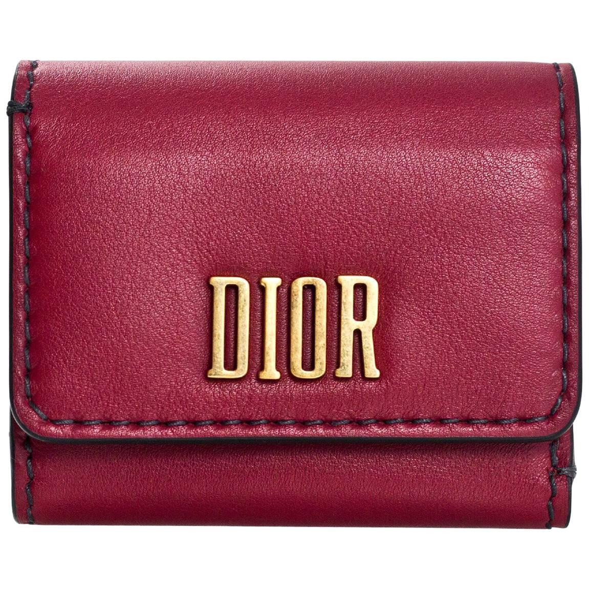 Christian Dior 2017 Scarlet Red Dfence Compact Wallet with DB