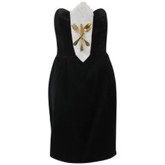 Vintage Iconic 1989 Moschino Couture Black Strapless Dinner Dress