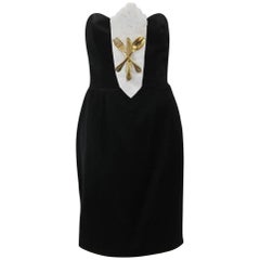 Iconic 1989 Moschino Couture Black Strapless Dinner Dress 10