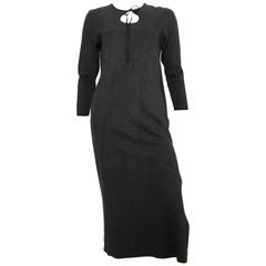 Michael Kors for Saks Fifth Avenue 1980s Grey Flannel Dress with Pockets Size P.