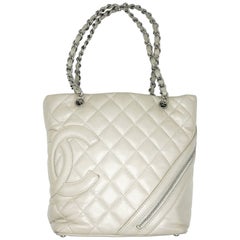 Chanel Ivory Quilted Cotton Club Tote