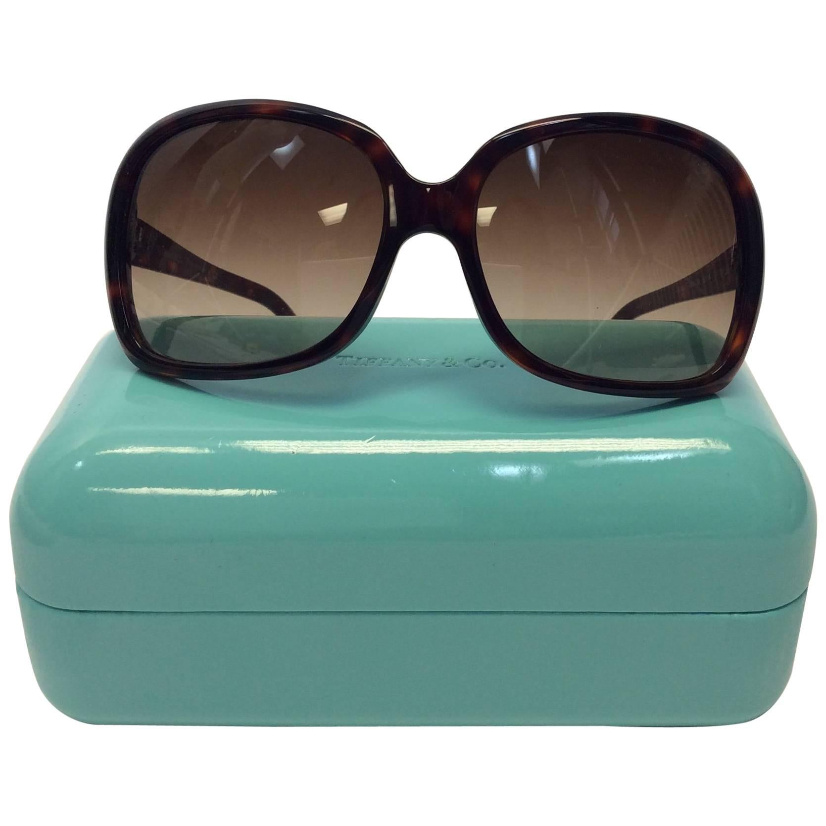 Tiffany & Co Brown Tortoise Sunglasses For Sale