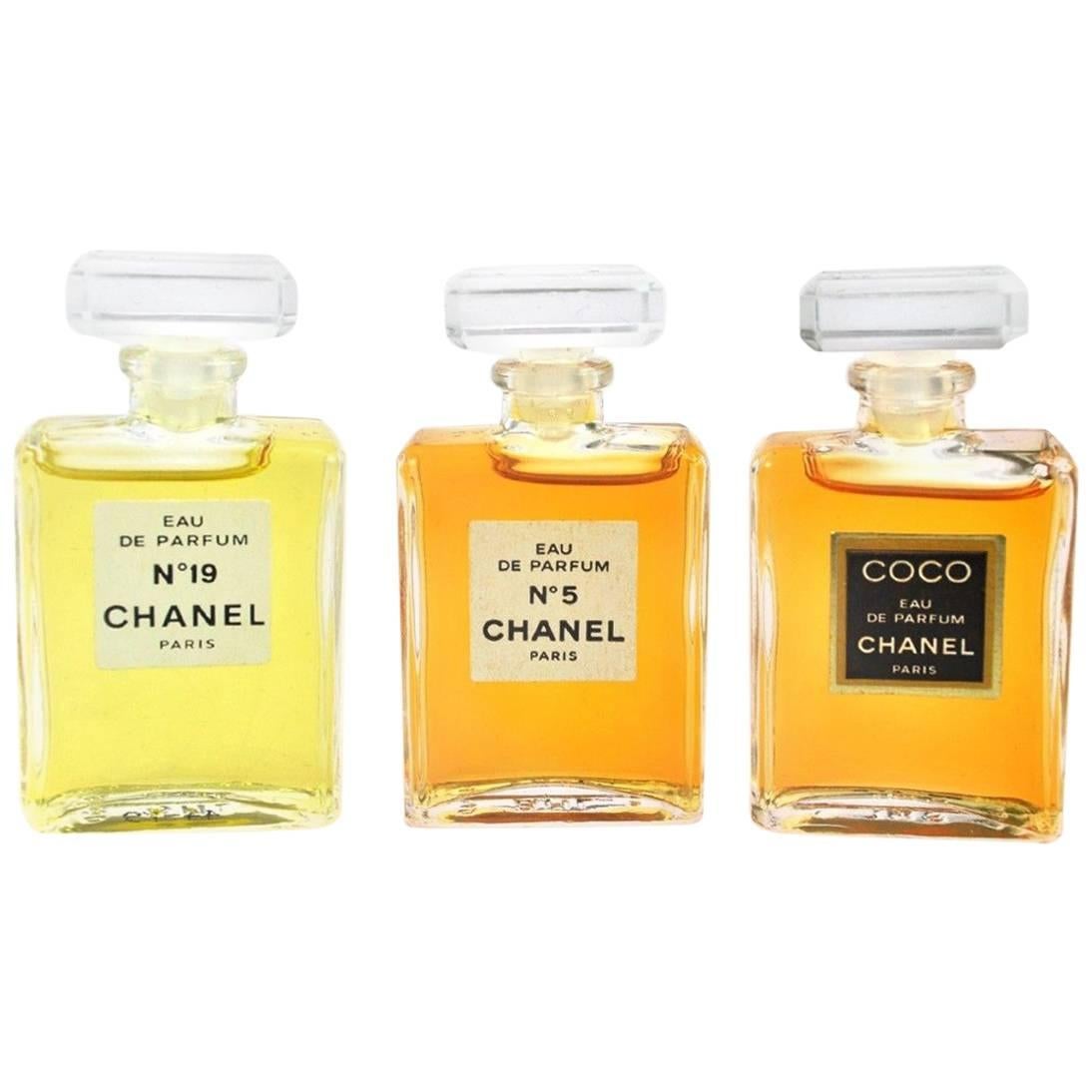 Chanel Vintage Rare Three Piece No 5 No 19 CoCo Eau de Perfume Gift Set in Box