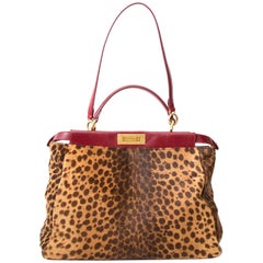 Very Rare Fendi Peekaboo Large in Leopard Calf and Burgundy 