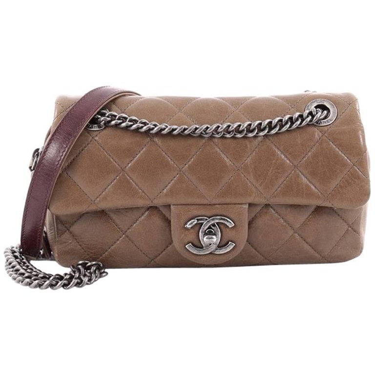Chanel Duo Color Flap Bag Quilted Glazed Calfskin Small at 1stDibs