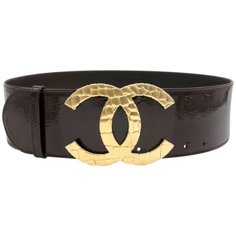 Chanel Brown Patent Wide Leather Belt For Sale at 1stDibs | chanel ...