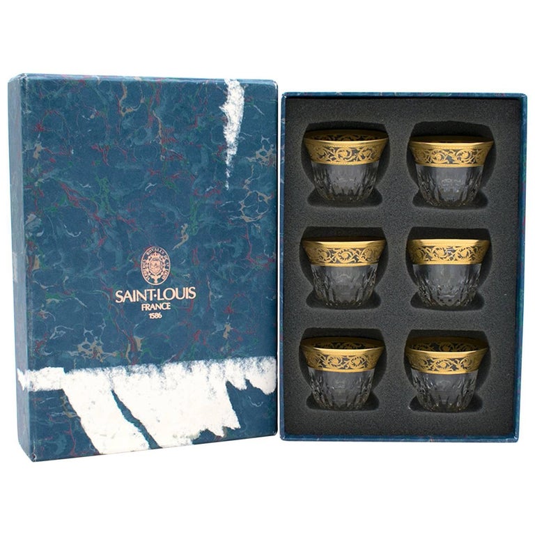 Hermes St. Louis Thistle Set of Six Gold Tea Cups at 1stDibs | hermes cups