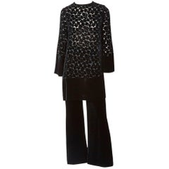 Vintage Yves Saint Laurent Cut Velvet Tunic and Pant Emsemble