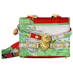 Gianni Versace Couture Vintage Tasche mit Schaldruck und Miami Beach-Motiv  Minze 