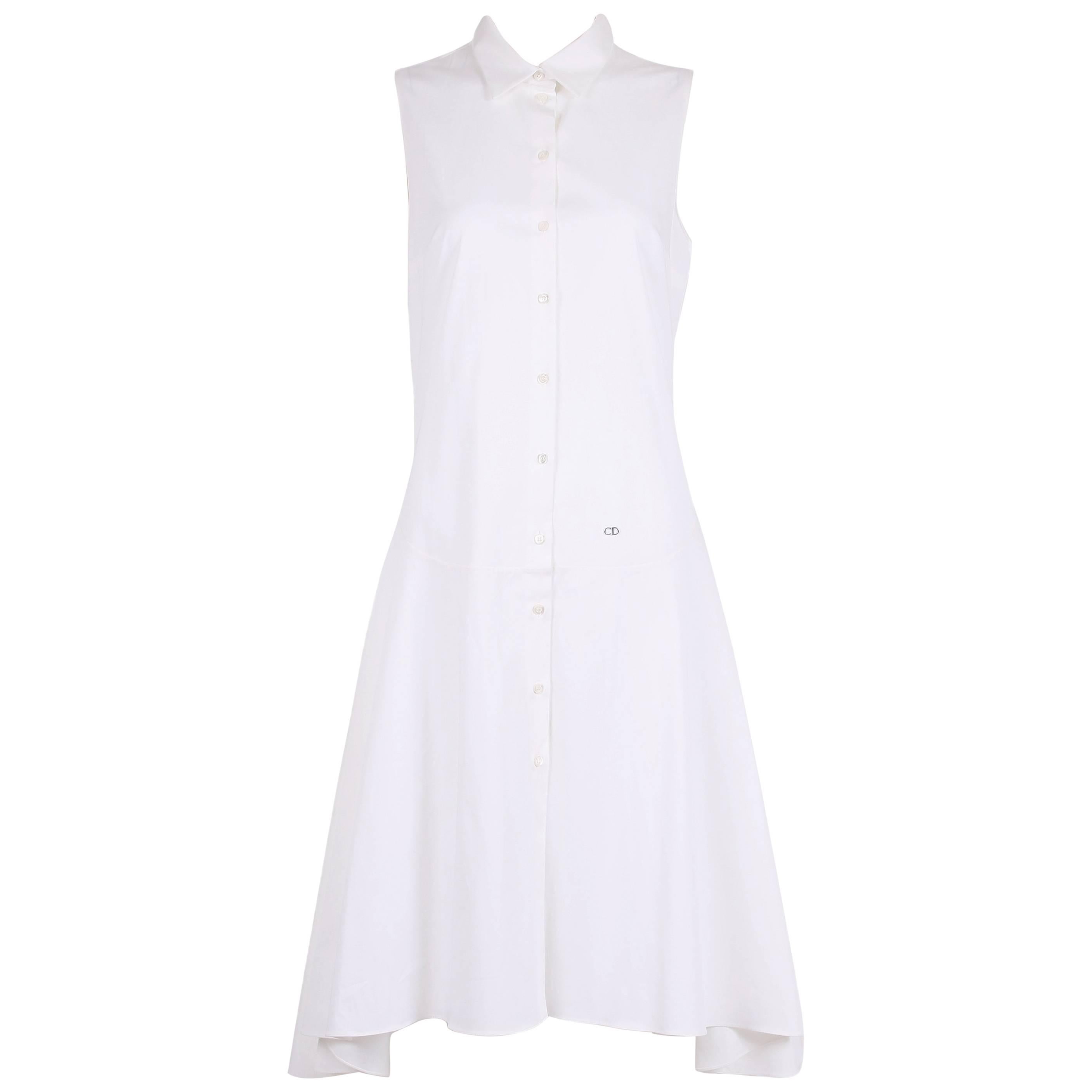 2013 Christian Dior by Raf Simons White Sleeveless Day Dress w/High-Low Hem