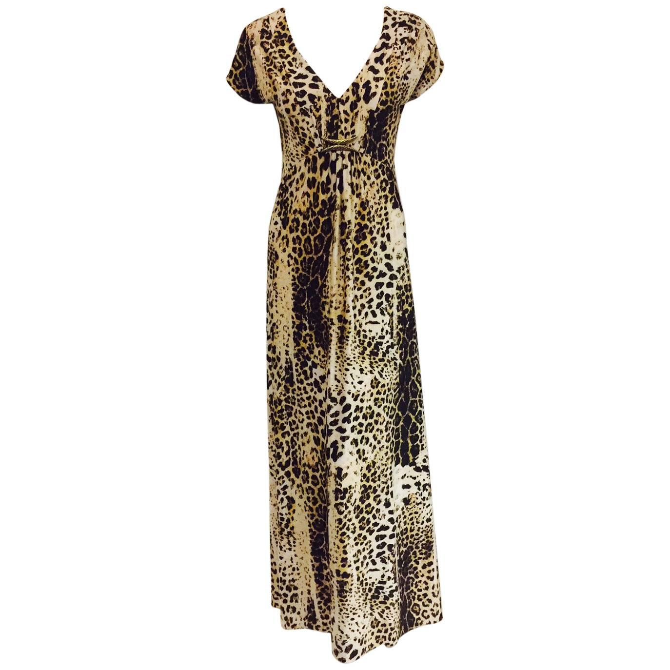 Radiant Roberto Cavalli's Leopard Print Inspired Informal Long Dress   For Sale