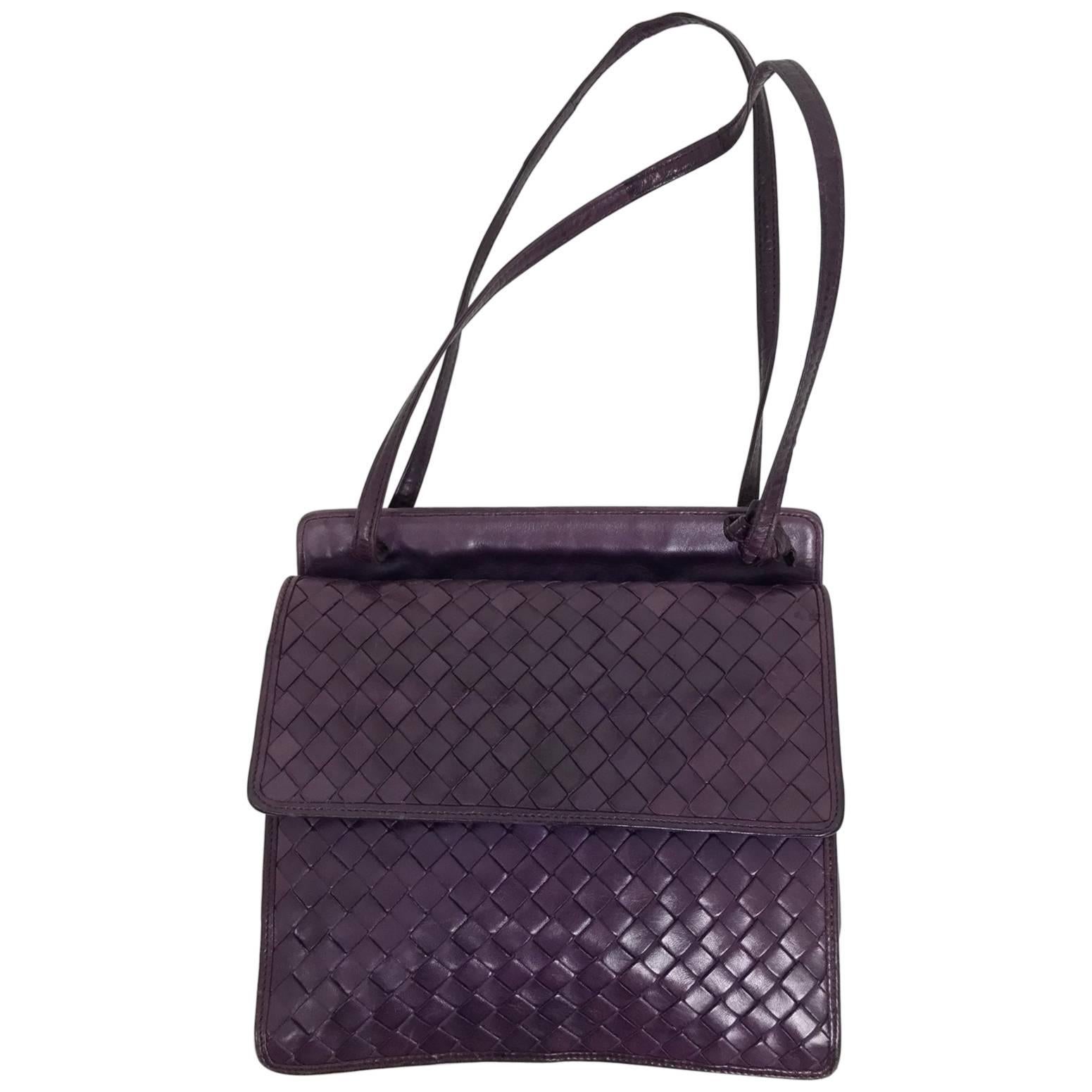Bottega Veneta vintage 1980s intrecciato soft purple leather handbag 1980s