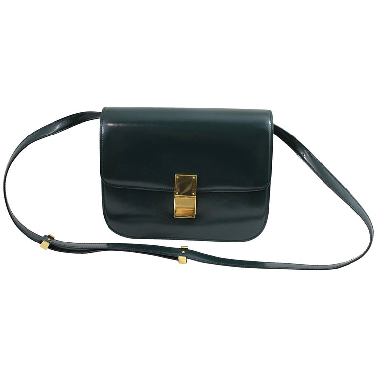 Celine Classic Flap Dark Green Bag at 1stDibs celine box dark green, celine box green, celine