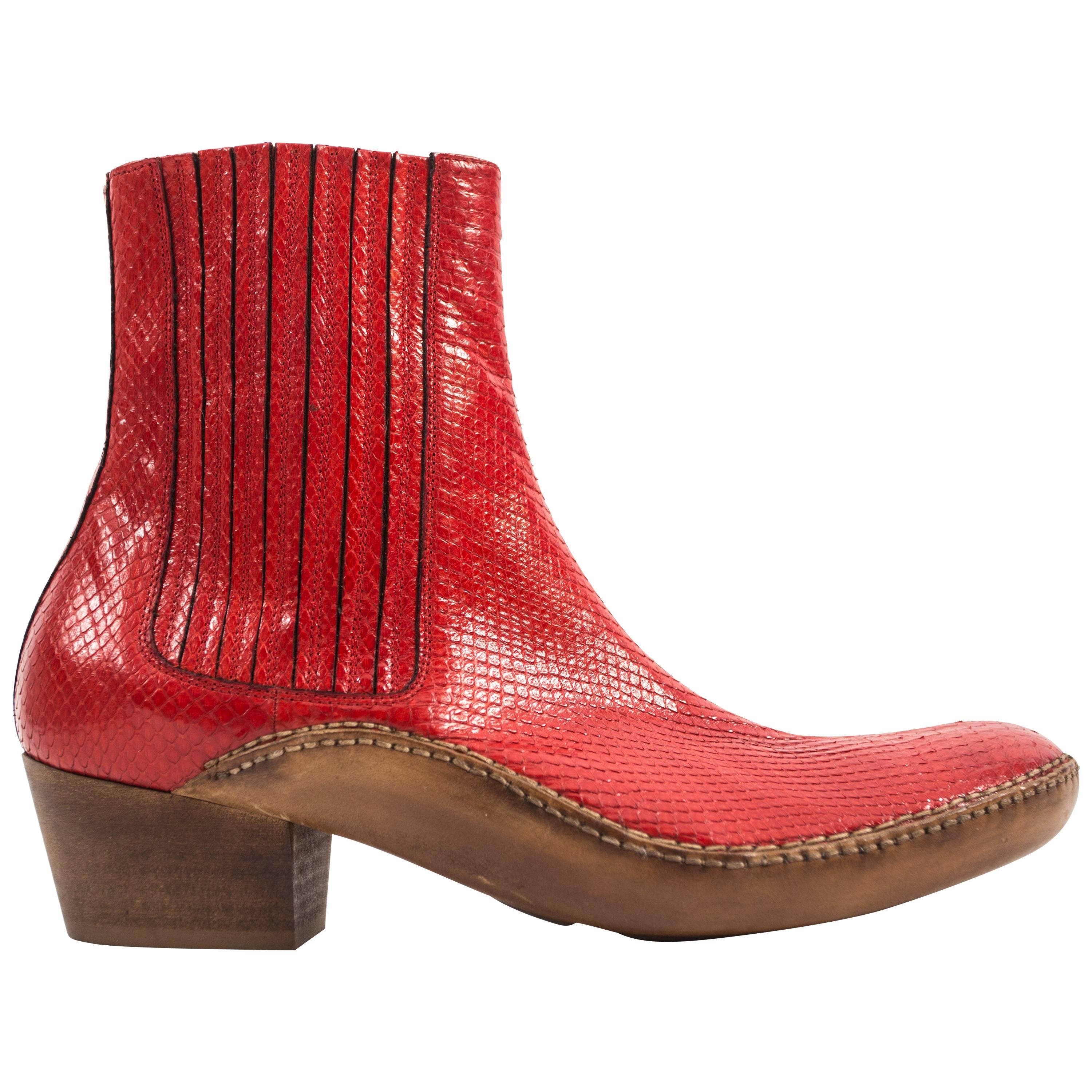 Maison Martin Margiela Autumn-Winter 2007 men's red python chelsea ...