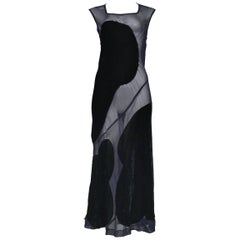 Comme Des Garcons Chiffon & Velvet Bias Cut Modernist Abstract Dress 1991