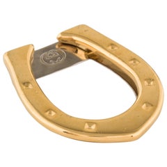 Gucci Men's Silver Gold Two Tone Logo Horsebit Accessory Money Clip 
