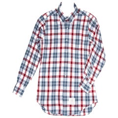Thom Browne Blue White Red Plaid Shirt For Man