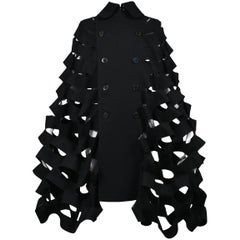 Future Vintage Junya Watanabe Black Double Breasted Laser Cut Cape Runway 2015 10