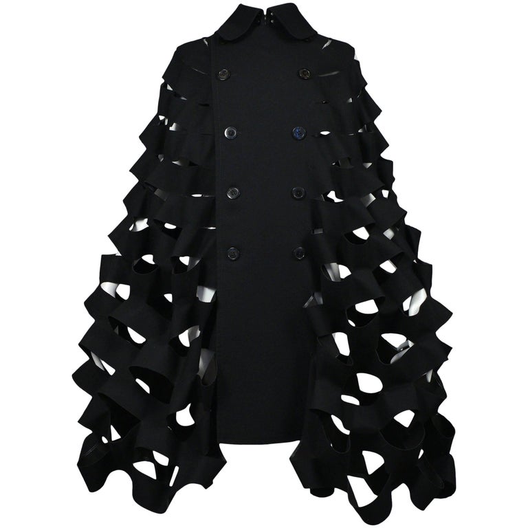 Future Vintage Junya Watanabe Black Double Breasted Laser Cut Cape ...
