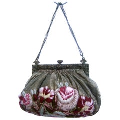 Exquisite Art Nouveau Embroidered Evening Bag  c 1920s