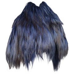 Ann Demeulemeester Ombre Blauer und Schwarzer Ziegenpelz Capelet Weste 2011