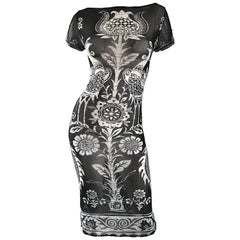 Rare robe vintage Vivienne Tam des années 1990:: noir et blanc:: à motifs asiatiques
