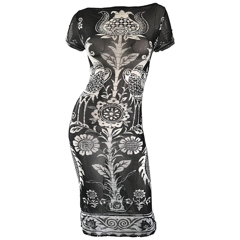 Rare Vivienne Tam 1990s Black and White Sheer Asian Themed 90s Vintage Dress  at 1stDibs | asian sheer, vivienne tam vintage, vintage vivienne tam dress