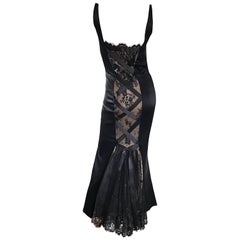 Gorgeous 1990s Lorcan Mullany for Bellville Sassoon Black + Nude Silk Lace Gown