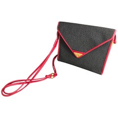 Vintage Yves Saint Laurent Waxed Canvas Leather Crossbody YSL Shoulder Bag