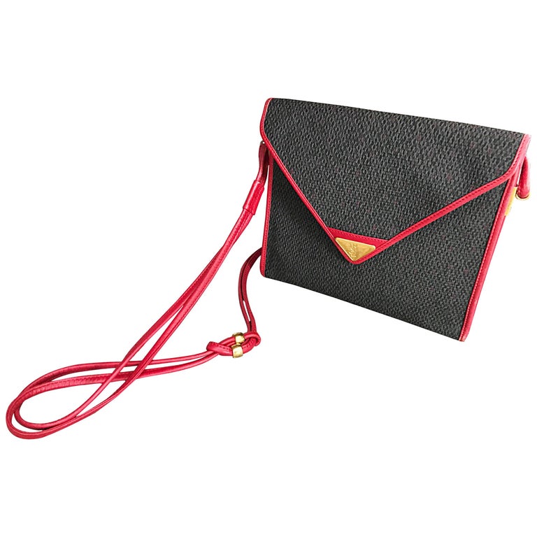 Vintage Yves Saint Laurent Waxed Canvas Leather Crossbody YSL Handbag